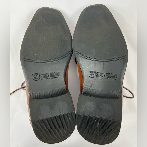 STACY ADAMS Cognac Brown Templeton Oxford Cap Toe Dress Shoes Kid's Size 13.5M - Picture 11 of 11